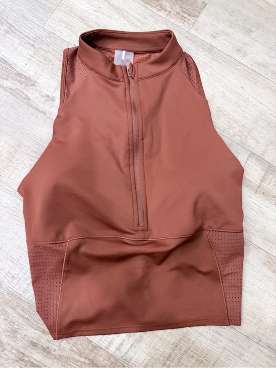 CALIA by Carrie Underwood Tops - CALIA by Carrie Underwood Rust Brown Zip-Front Tank